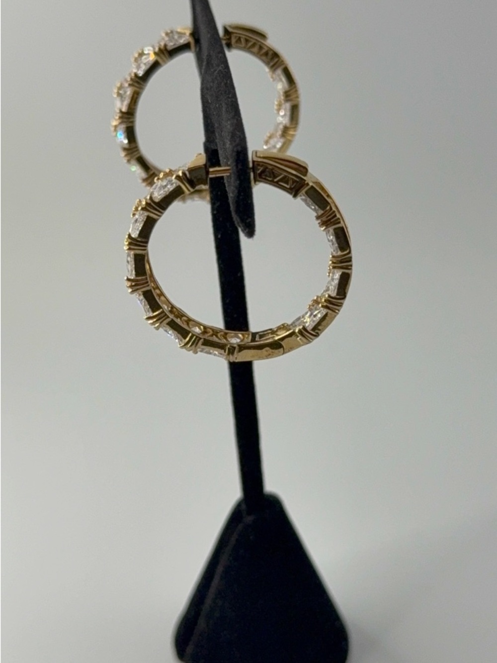 Hoop Earrings with Clear CZ Stones - Elegant Women’s Jewelry - Picture 3 of 3